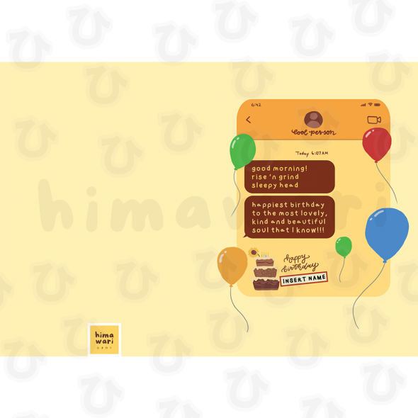 text message birthday card - digital image