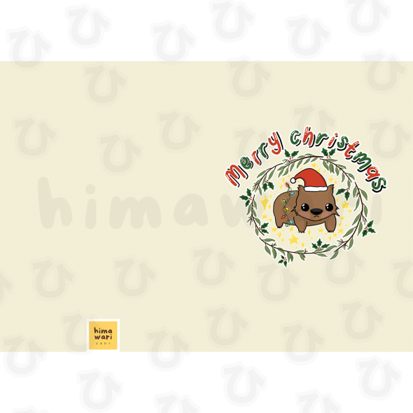 christmas wombat card - digital image