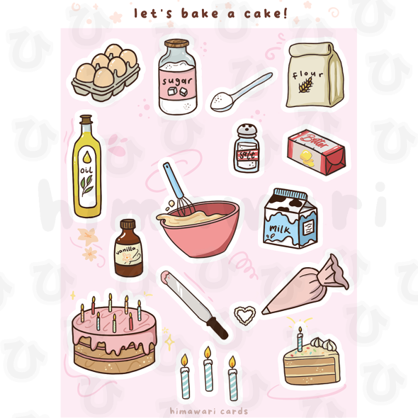 bake a cake sticker sheet - digital image