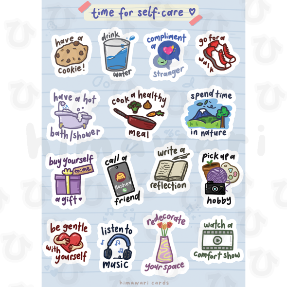 self-care sticker sheet - digital image