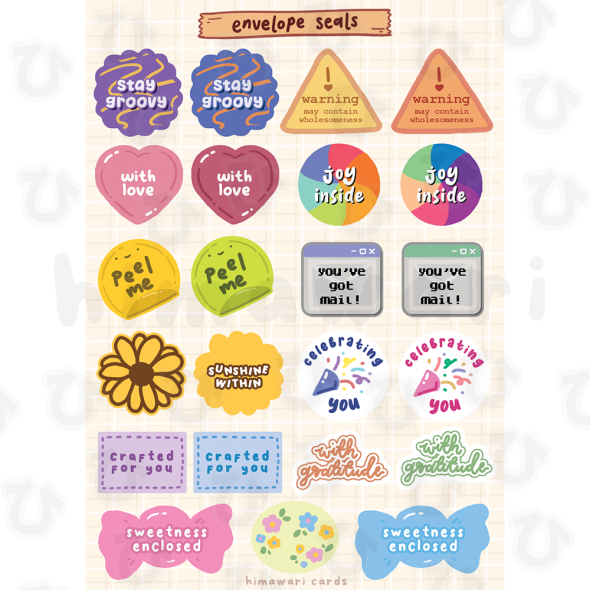 mini sticker seals sticker sheet - digital image