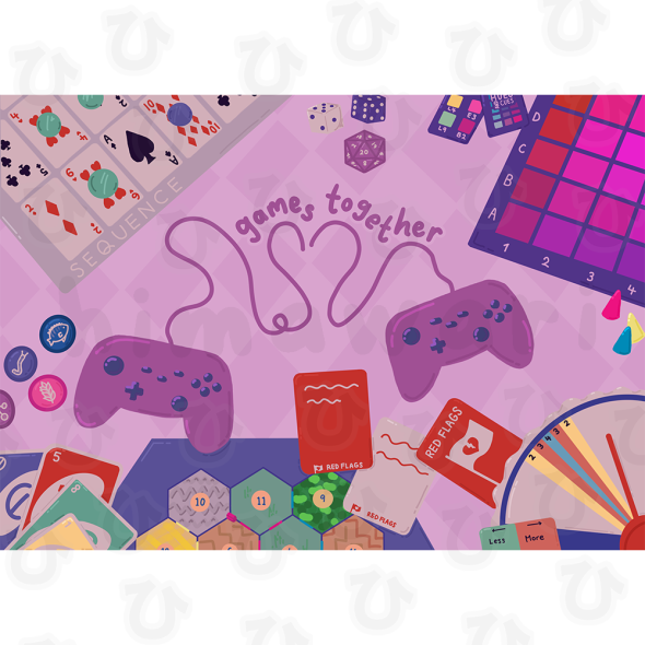 games together art print - digital image